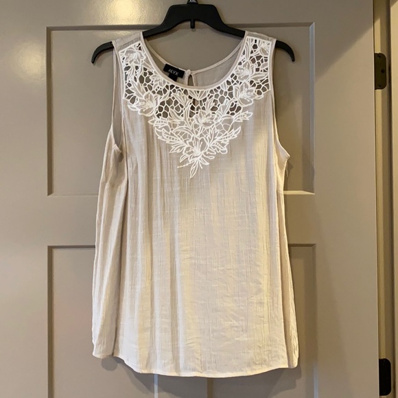 Tops - Cream Lace Tank Top